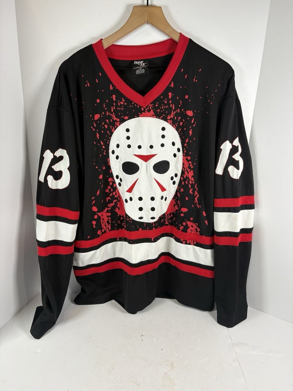 Jason Voorhees Friday The 13th Hockey Jersey Mens Large Black Red Horror Film 13